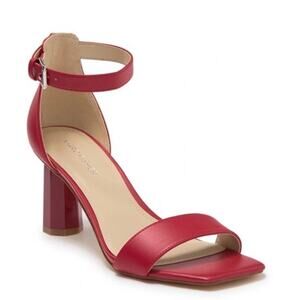 Marc Fisher Korita Crimson Red Ankle Strap Square Toe Heeled Sandals Size 9 M